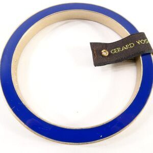 Gerard Yosca Enamel Brass two Way Bangle Bracelet NWOT 150 BLUE BRASS